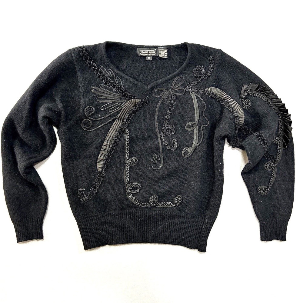Vintage‎ 80s Lambswool Angora Sweater Women's Ruffle Avant Garde Hong Kong Small